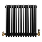 Radiateur Traditionnel à 4 Colonnes & Vannes - 600 x 605 mm - Noir