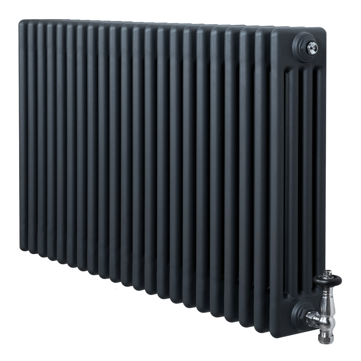 Radiateur Traditionnel à 4 Colonnes & Vannes - 600 x 1010 mm - Gris Anthracite