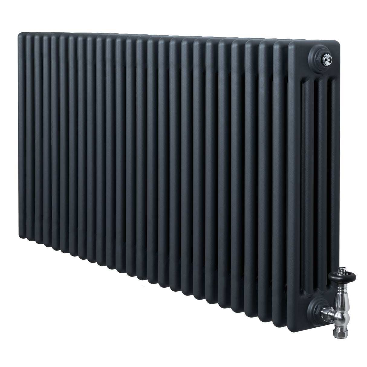 Radiateur Traditionnel à 4 Colonnes & Vannes - 600 x 1190 mm - Gris Anthracite