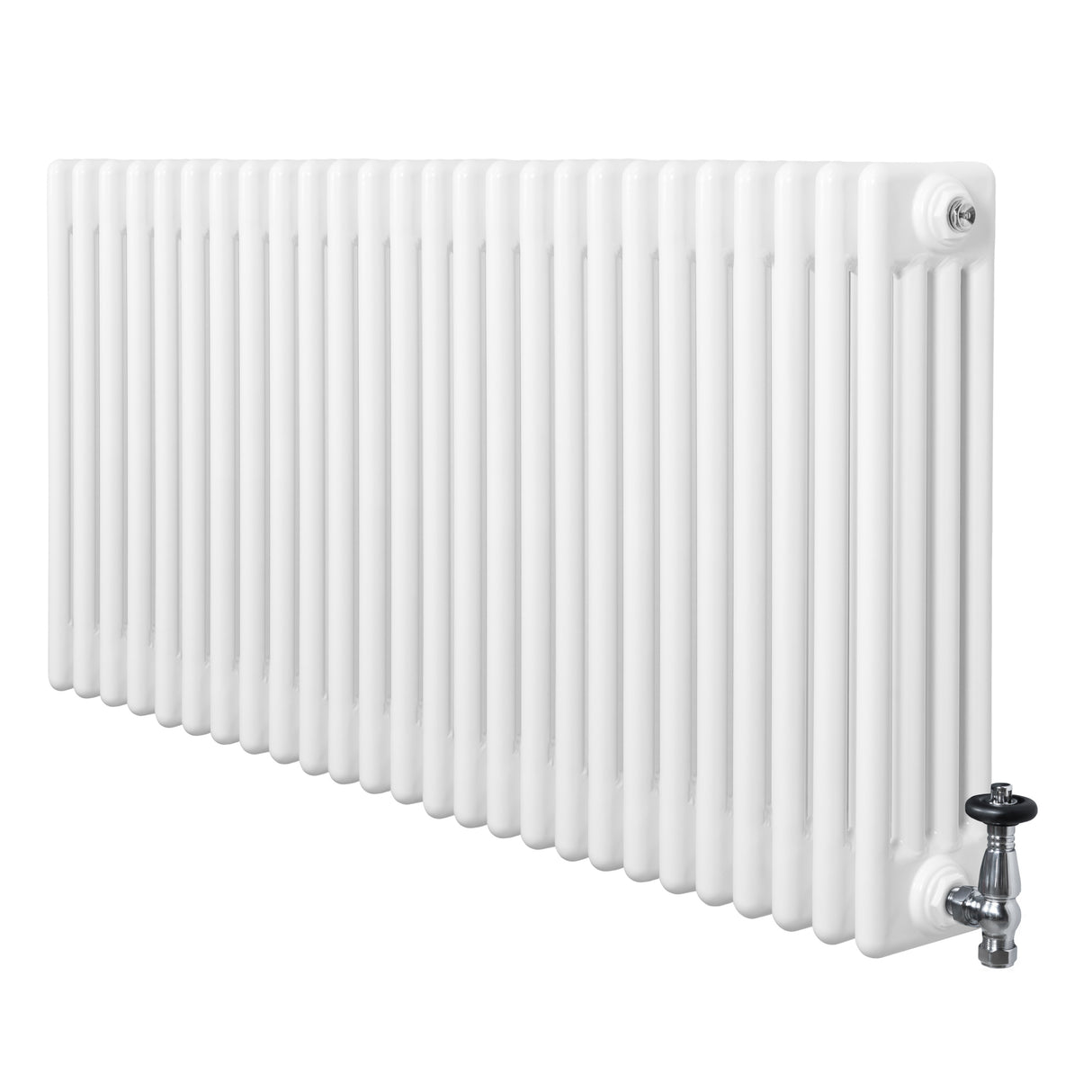 Radiateur Traditionnel à 4 Colonnes & Vannes - 600 x 1190 mm - Blanc