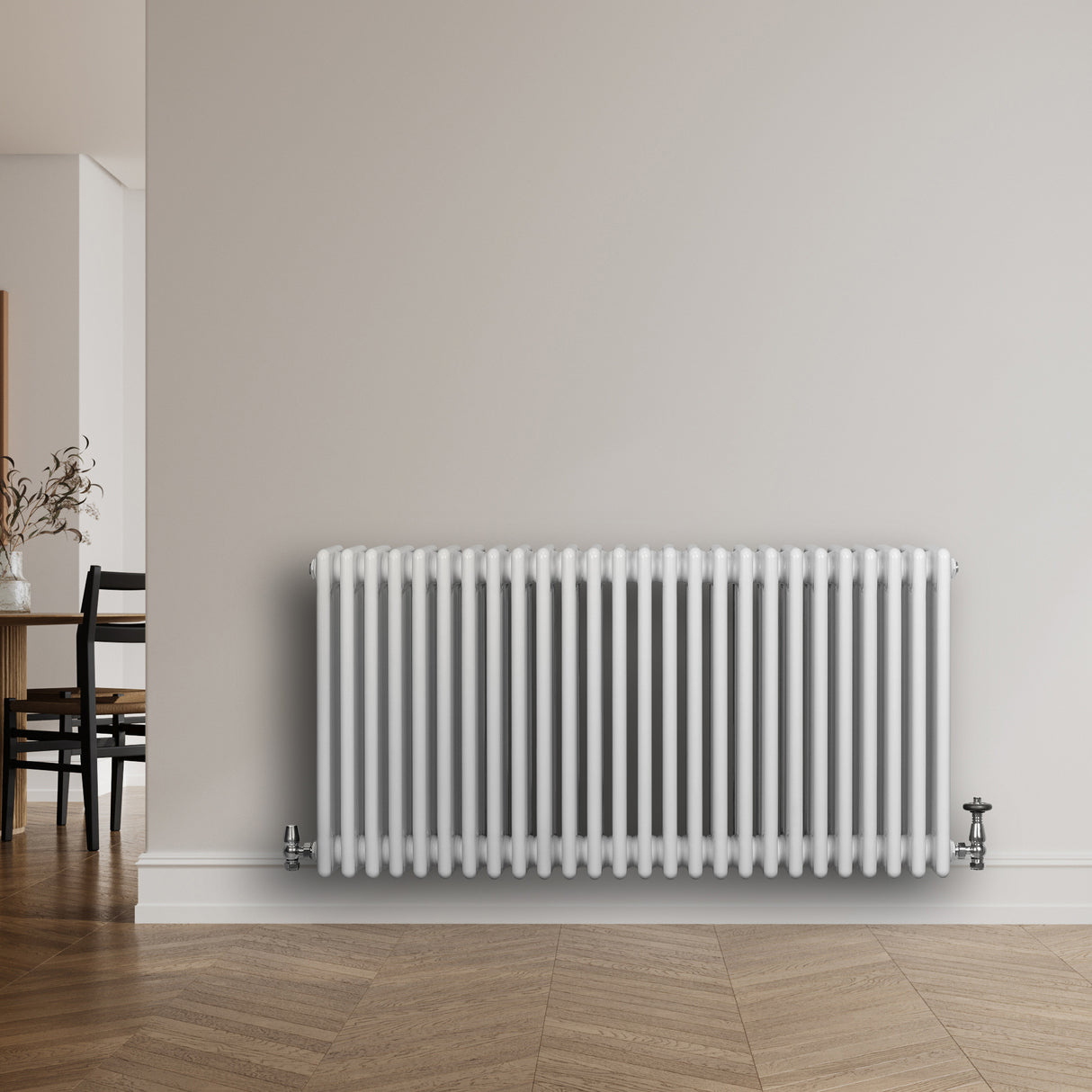 Radiateur Traditionnel à 4 Colonnes & Vannes - 600 x 1190 mm - Blanc