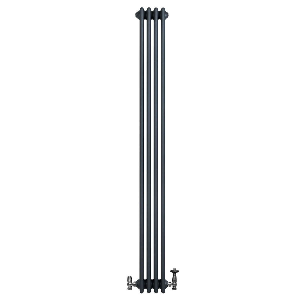 Radiateur Traditionnel à 4 Colonnes & Vannes - 1800 x 200 mm - Gris Anthracite