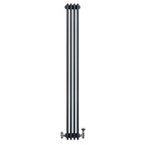 Radiateur Traditionnel à 4 Colonnes & Vannes - 1800 x 200 mm - Gris Anthracite