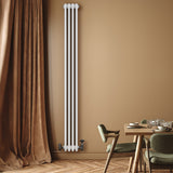 Radiateur Traditionnel à 4 Colonnes & Vannes - 1800 x 200 mm - Blanc