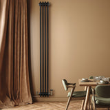 Radiateur Traditionnel à 4 Colonnes & Vannes - 1800 x 200 mm - Noir