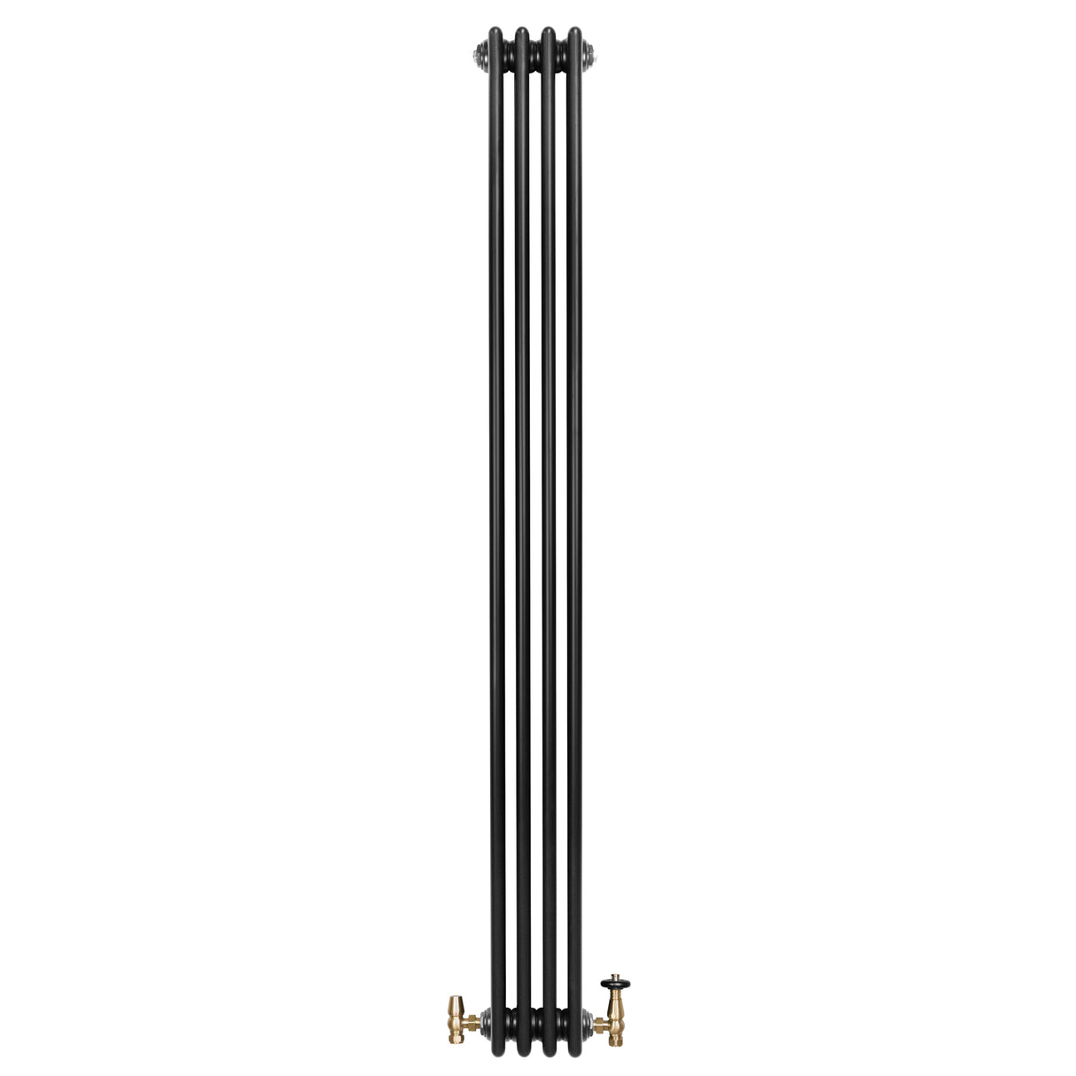 Radiateur Traditionnel à 4 Colonnes & Vannes - 1800 x 200 mm - Noir