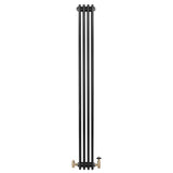 Radiateur Traditionnel à 4 Colonnes & Vannes - 1800 x 200 mm - Noir
