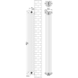 Radiateur Traditionnel à 4 Colonnes & Vannes - 1800 x 200 mm - Noir