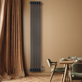 Radiateur Traditionnel à 4 Colonnes & Vannes - 1800 x 290 mm - Gris Anthracite