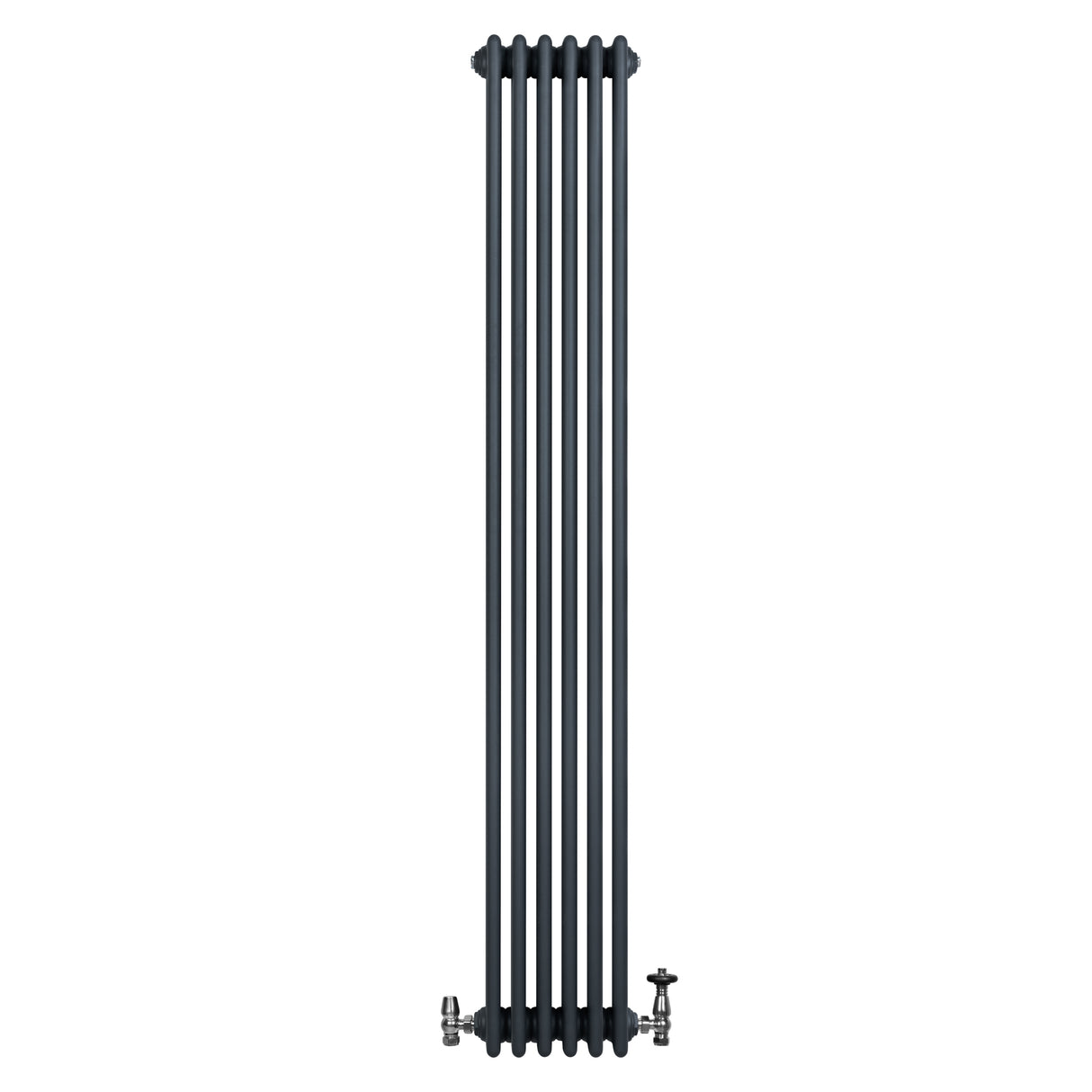 Radiateur Traditionnel à 4 Colonnes & Vannes - 1800 x 290 mm - Gris Anthracite