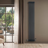 Radiateur Traditionnel à 4 Colonnes & Vannes - 1800 x 290 mm - Gris Anthracite