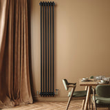 Radiateur Traditionnel à 4 Colonnes & Vannes - 1800 x 290 mm - Noir