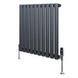 Radiateur à Colonnes Ovales & Vannes, 1 Panneau - 600 x 600 mm - Gris Anthracite