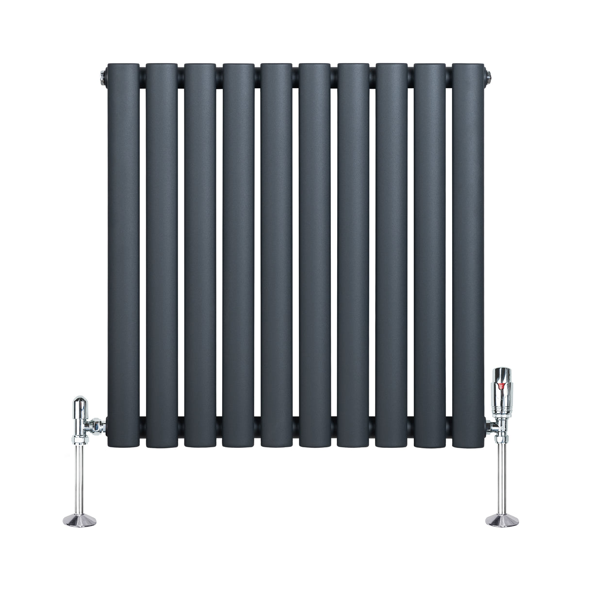 Radiateur à Colonnes Ovales & Vannes, 1 Panneau - 600 x 600 mm - Gris Anthracite