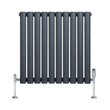 Radiateur à Colonnes Ovales & Vannes, 1 Panneau - 600 x 600 mm - Gris Anthracite