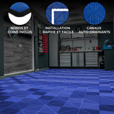 Carrelage de Sol Ventilé Pour Garage x120 Avec Bordure (Bleu)