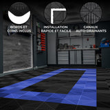 Carrelage de Sol Ventilé Pour Garage Avec Bordure (90 x Noir & 30 Bleu)