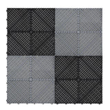 Carrelage de Sol Ventilé Pour Garage Avec Bordure (90 x Gris & 30 Noir)