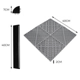 Carrelage de Sol Ventilé Pour Garage Avec Bordure (90 x Gris & 30 Noir)