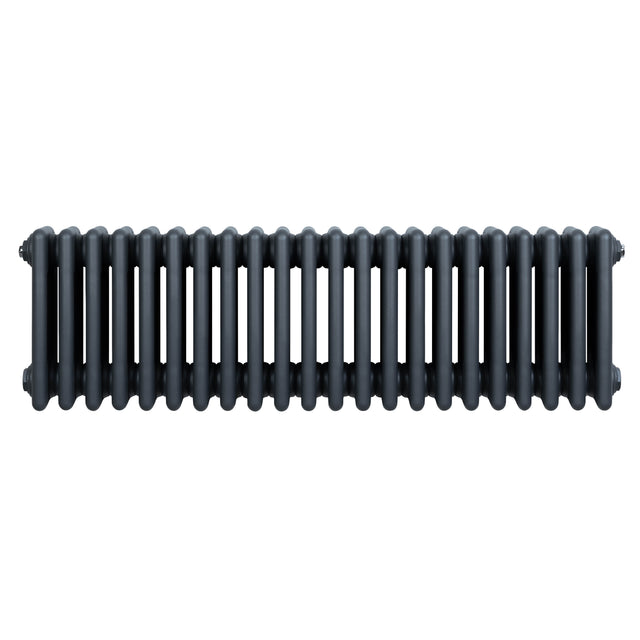 Radiateur traditionnel à 4 colonnes, gris anthracite, avec une finition lisse et des lignes épurées, idéal pour un intérieur moderne