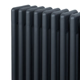 Radiateur traditionnel à 4 colonnes en gris anthracite, finition lisse, design élégant et moderne, dimensions 300 x 1370 mm