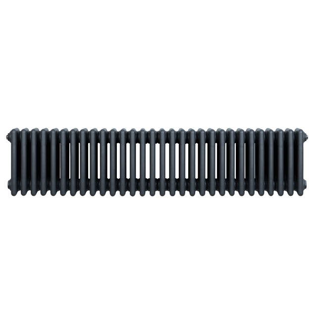 Radiateur traditionnel à 4 colonnes, 300 x 1370 mm, en gris anthracite, avec une texture lisse et des lignes élégantes
