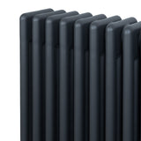 Radiateur traditionnel à 4 colonnes en gris anthracite, finition lisse, design élégant et moderne, dimensions 300 x 1505 mm