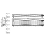 Radiateur traditionnel à 4 colonnes noir, dimensions 300 x 1505 mm, avec un design élégant et des détails de construction robustes