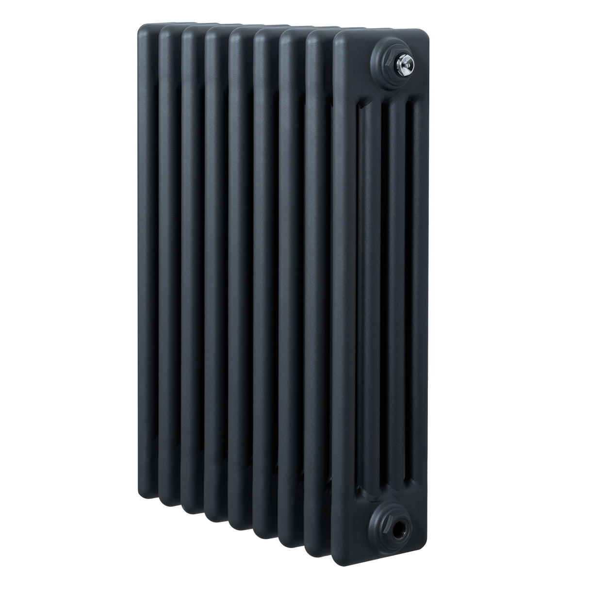 Radiateur traditionnel à 4 colonnes en gris anthracite, finition lisse, design compact et élégant, idéal pour un chauffage efficace