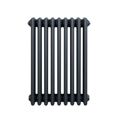 Radiateur traditionnel à 4 colonnes, 600 x 425 mm, en gris anthracite, avec une finition lisse et des lignes épurées