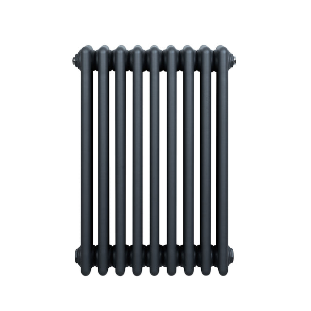 Radiateur traditionnel à 4 colonnes, 600 x 425 mm, en gris anthracite, avec une finition lisse et des lignes épurées