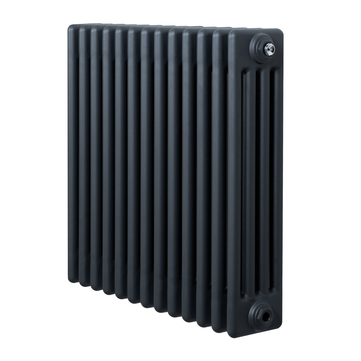 Radiateur traditionnel à 4 colonnes, gris anthracite, finition lisse, dimensions 600 x 605 mm, design élégant et moderne