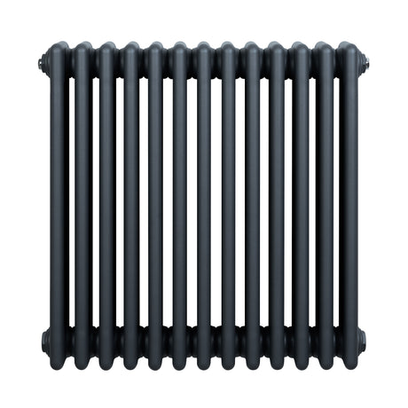 Radiateur traditionnel à 4 colonnes en gris anthracite, finition lisse, design élégant et compact, idéal pour un intérieur moderne