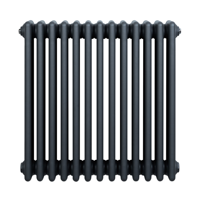 Radiateur traditionnel à 4 colonnes en gris anthracite, finition lisse, design élégant et compact, idéal pour un intérieur moderne