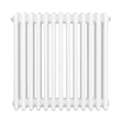 Radiateur traditionnel à 4 colonnes, dimensions 600 x 605 mm, finition blanche lisse et brillante, design élégant et classique