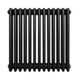 Radiateur traditionnel noir à 4 colonnes, dimensions 600 x 605 mm, finition lisse et brillante, design élégant et vintage