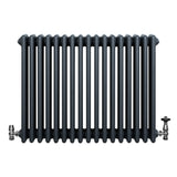 Radiateur Traditionnel à 4 Colonnes & Vannes - 600 x 785 mm - Gris Anthracite