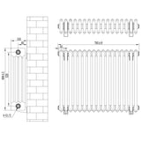 Radiateur Traditionnel à 4 Colonnes & Vannes - 600 x 785 mm - Gris Anthracite