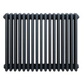 Radiateur traditionnel à 4 colonnes en gris anthracite, finition lisse, design élégant et moderne, dimensions 600 x 785 mm