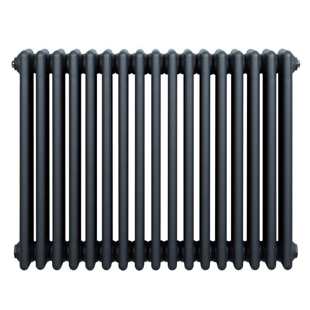 Radiateur traditionnel à 4 colonnes en gris anthracite, finition lisse, design élégant et moderne, dimensions 600 x 785 mm