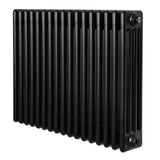 Radiateur traditionnel à 4 colonnes en noir, 600 x 785 mm, avec une surface lisse et des lignes élégantes pour un style classique