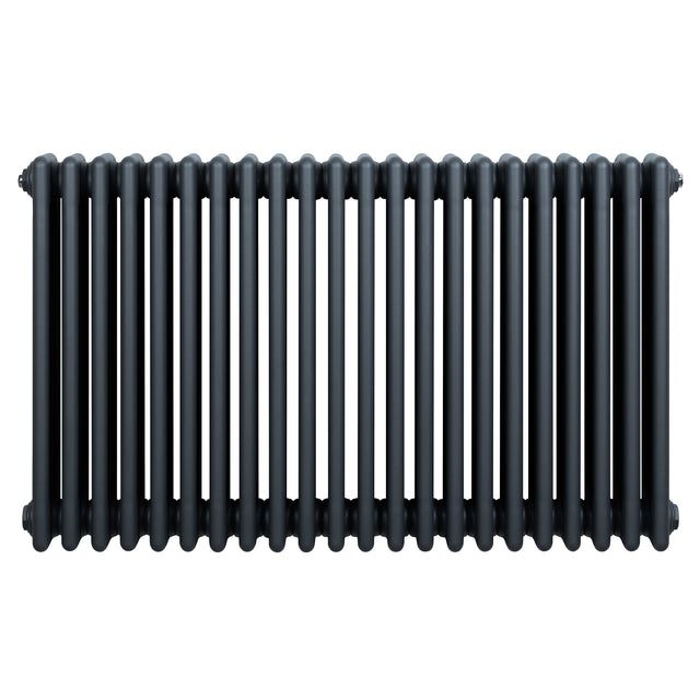 Radiateur traditionnel à 4 colonnes en gris anthracite, finition lisse, design élégant et moderne, dimensions 600 x 1010 mm