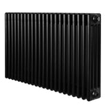 Radiateur traditionnel à 4 colonnes, finition noire mate, design élégant avec des lignes verticales et texture lisse, dimensions 600 x 1010 mm