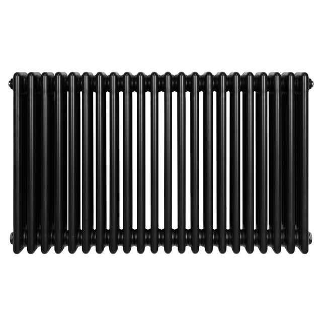 Radiateur traditionnel noir à 4 colonnes, 600 x 1010 mm, avec une finition lisse et des lignes élégantes, idéal pour un intérieur classique