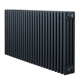 Radiateur traditionnel à 4 colonnes en gris anthracite, avec une surface lisse et des lignes verticales accentuées, dimensions 600 x 1190 mm
