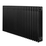 Radiateur traditionnel noir à 4 colonnes, 600 x 1190 mm, avec une finition lisse et des lignes verticales distinctives pour un style classique