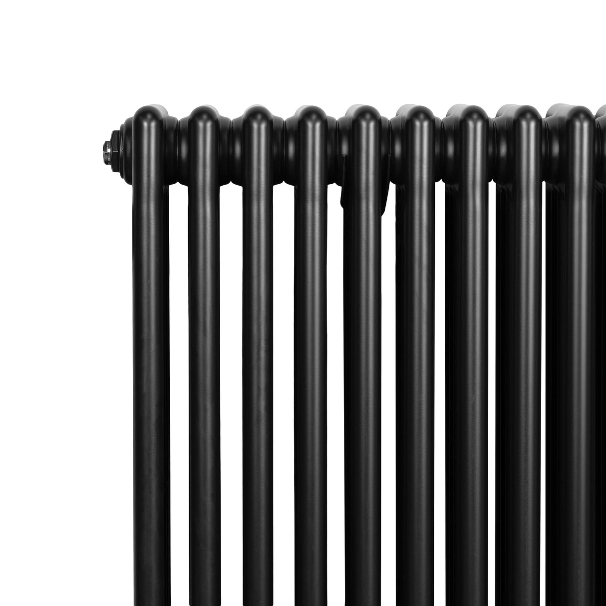 Radiateur traditionnel noir à 4 colonnes, 600 x 1190 mm, avec une finition lisse et brillante, offrant une chaleur élégante et efficace