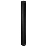 Radiateur traditionnel noir à 4 colonnes, 1800 x 200 mm, avec une finition lisse et des lignes verticales élégantes, idéal pour un intérieur moderne