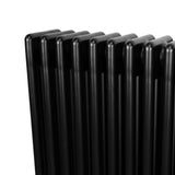 Radiateur traditionnel noir à 4 colonnes, 1800 x 200 mm, avec une finition lisse et des lignes élégantes, idéal pour un intérieur moderne