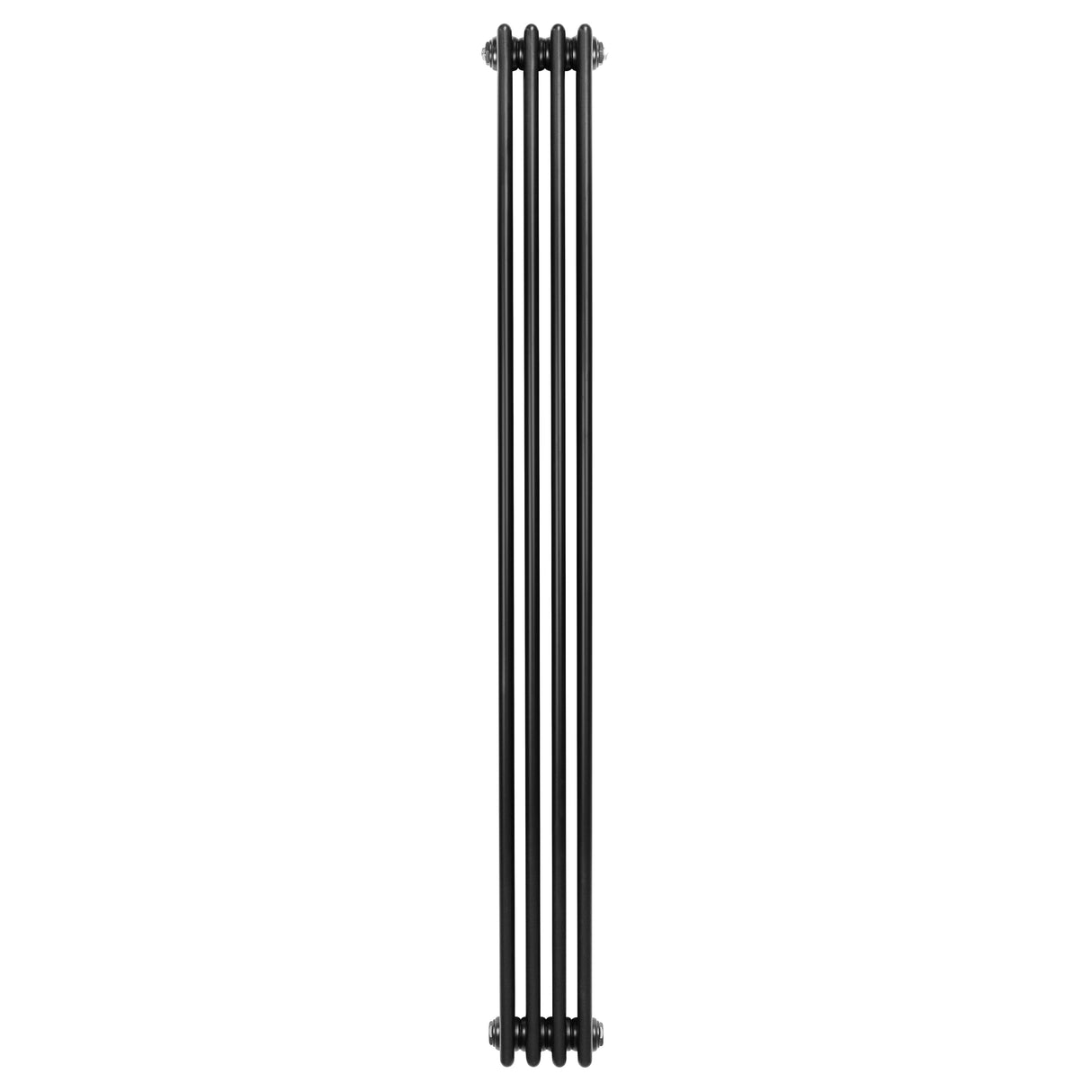 Radiateur traditionnel noir à 4 colonnes, dimensions 1800 x 200 mm, avec une finition lisse et élégante, idéal pour un intérieur moderne